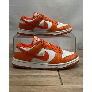 Nike Dunk Low Orange White Leather Sneakers Womens Size 7 US 41 EUR FN7773 001